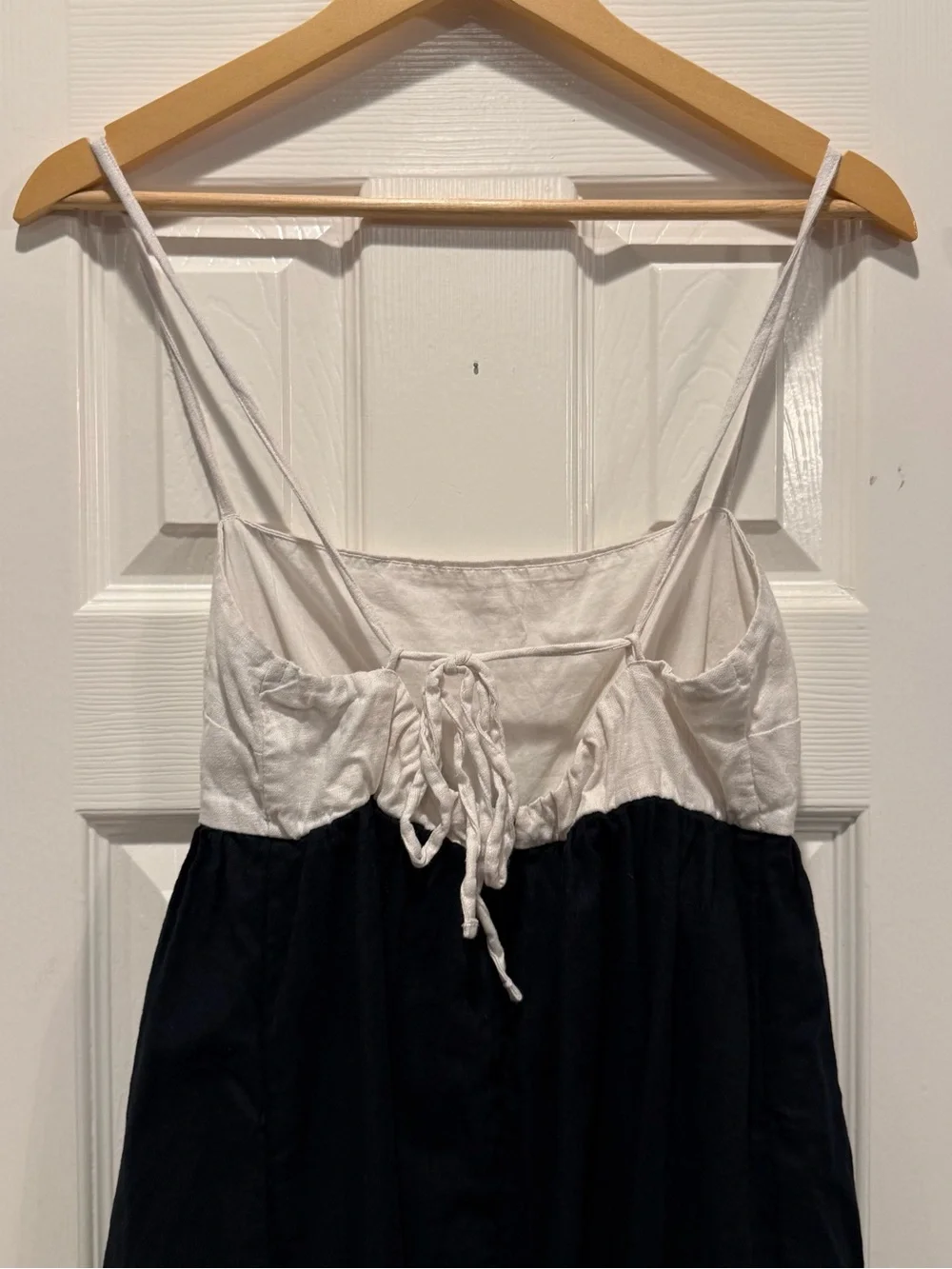 Abercrombie & Fitch Maxi Dress Women’s S Tie Back Babydoll Black White Linen